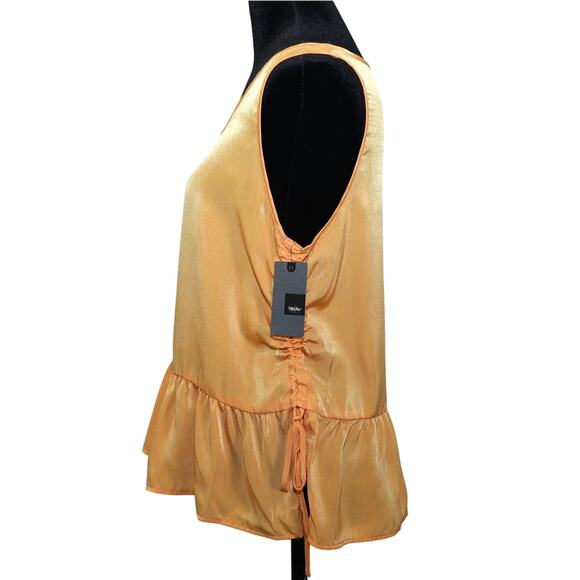 Mossimo Womens Sleeveless Ruffle Ruched Tank - Womens Medium - Orange Lily - NWT - Picture 3 of 5